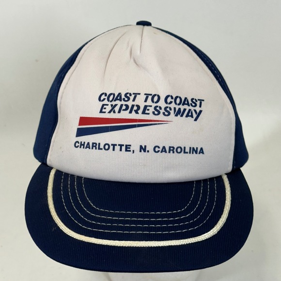 Unbranded Other - Vintage Coast To Coast Expressway Charlotte NC Trucker Hat Navy Blue Snapback